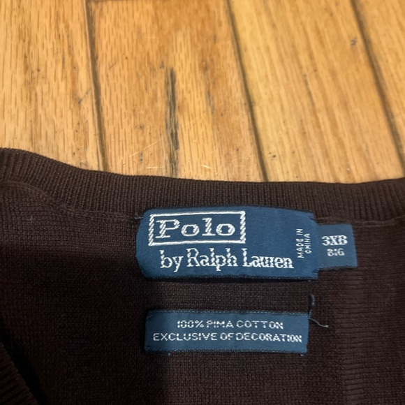 polo ralph lauren sweater vest Pima Cotton men’s Size 3XB Brown Preppy Casual - Picture 4 of 6